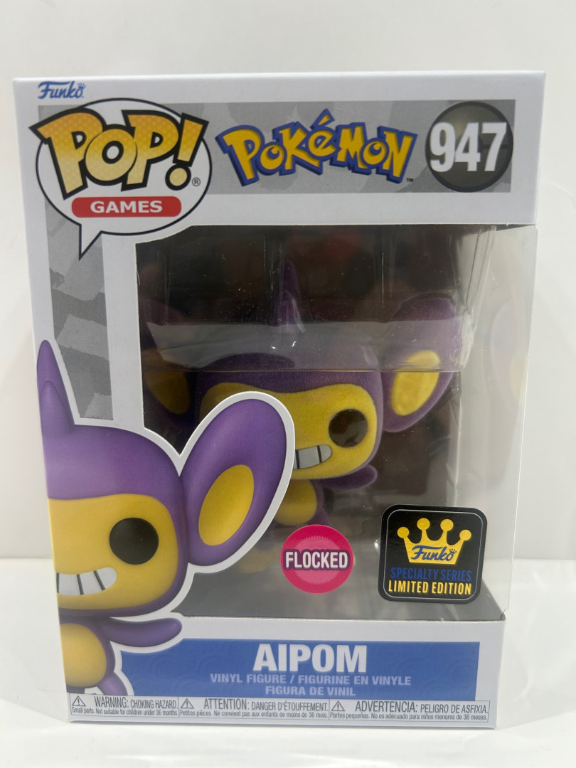 Funko pop! **flocked**funko Limited edition** games: pokemon - aipom vinyl figure (#947) image 2