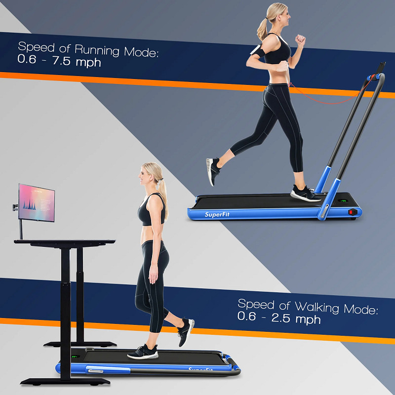 COSTWAY SUPERFIT FOLDING TREADMILL WITH REMOTE CONTROL - 7.5MPH TOP SPEED - 2.25HP - NAVY BLUE (MODEL:sp37592sh-ny) image 3