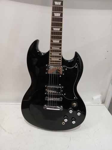 Leo Jaymz 39" Solid Body Electric Guitar - Poplar Wood Body - Maple Neck and Composite Ebony Fretboard (Black) image 11