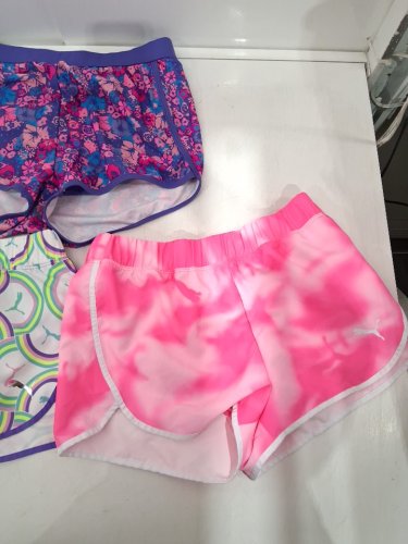 3 ASSORTED GIRL'S SHORTS - EXTRA LARGE (14/16) - PURPLE/PINK/GREEN image 4