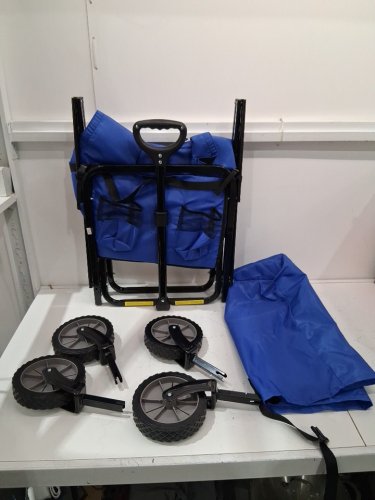 COMPACT OUTDOOR COLLAPSIBLE FOLDING UTILITY WAGON WITH CUP HOLDERS - 150 LBS CAPACITY - BLUE image 3