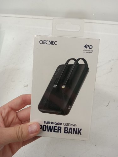 QECVEC 10000mAh Power Bank Fast Charging Portable Charger with Built-in USB-C & LIGHTNING Cables - 22.5W - black (MODEL: Q18) image 2