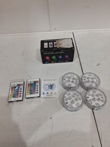 4PK Submersible magnetic Waterproof Led Lights for Pool with REMOTE - 16 RGB colors - WHITE/CLEAR image 2