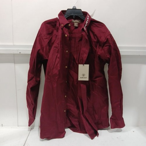 MENS Ariat Solid Twill Classic Fit Shirt - LARGE - burgundy - (model:10027995) image 3