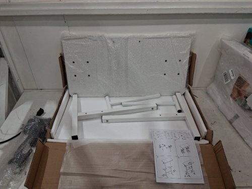 adjustable-height small standing computer desk on wheels - 176LBS CAP - 31.5" x 16" x 27"-43" - WHITE (model: md06G) image 2