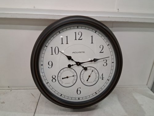 ACURITE WALL CLOCK WITH THERMOMETER AND HYGROMETER  24" WEATHERED BLACK (MODEL: 75473M) image 3