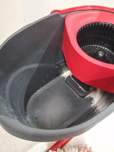 Vileda EasyWring Spin Mop Bucket Floor Cleaning System with Power Mop Head & extendable handle - red/grey (model: 172880/10683010609981/183310) image 4