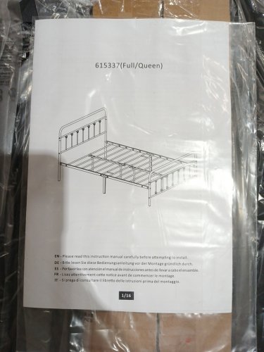 YAHEETECH CLASSIC METAL PLATFORM BED FRAME With Headboard - Full - BLACK (MODEL: 615337) image 5