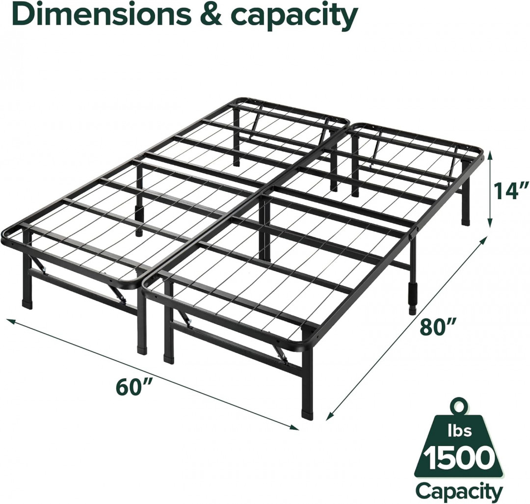 Zinus Deluxe Smart Base No Assembly Metal Bed Frame - Queen - 14" - Black image 2