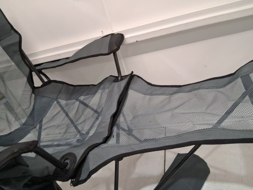 Foldable reclining camping chair with carrying bag - 220lbs cap - grey (model: (YL-15005) image 4