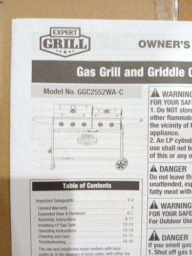 Expert Grill 5-Burner Propane Gas Grill and Griddle Combo with Side Shelves and Wheels - 50,000 btu - Black/Dark Grey (Model: GGC2552WA-C) image 10