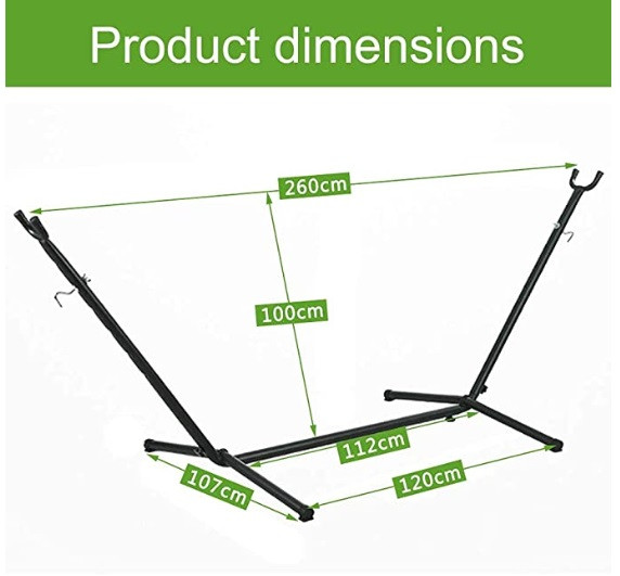 GOUTIME PORTABLE universal STEEL HAMMOCK STAND WITH CARRY BAG - 9FT - BLACK (MODEL#: SW-HSD999BLACK-CA) image 2