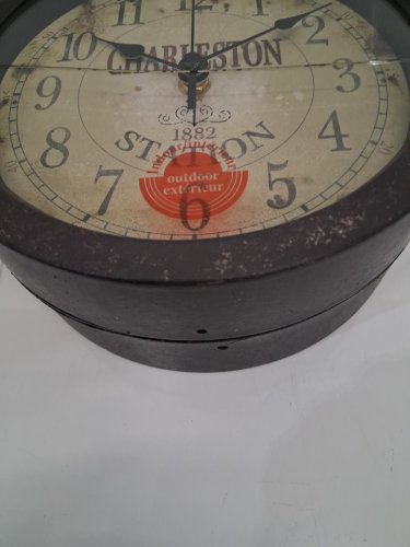 CHARLESTON DOUBLE SIDED OUTDOOR CLOCK THERMOMETER - brown (model: B08CY8JVW5) image 5