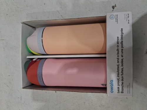 2pk OWALA STAINLESS STEEL WATER BOTTLES - 24OZ - PINK/PEACH (MODEL: 1965314) image 2