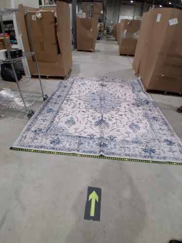 RELEANY Non-Slip, Water Repellent Vintage Floral Boho Decor Washable Area Rug - 10FT x 8FT - Blue/White/Gray image 7