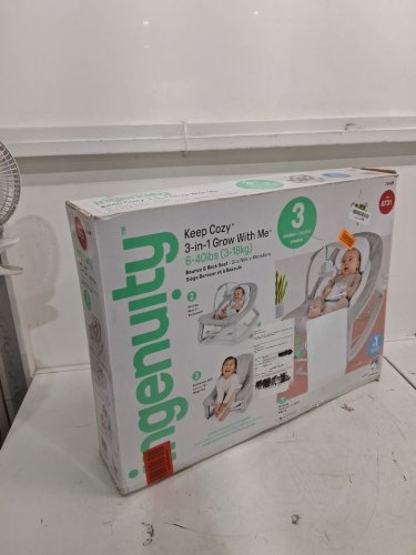 Ingenuity 3-in-1 Keep Cozy Grow with Me Vibrating Baby Bouncer, rocker & chair - 40lbs capacity - weaver theme grey/white/green (model: ‎12428) image 2