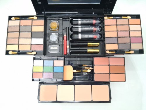 miss rose makeup set kit inside makeup case - 39 colours - black/multi-colour image 3
