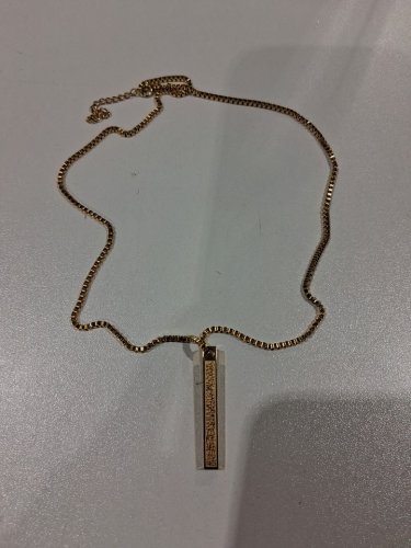 engraved ayatol kursi "آية الكرسي" bar pendant box chain necklace for protection - 20.5" - 22"/2 mm width adjustable chain/ 1.5" pendant - gold image 3