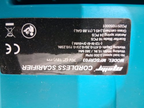 MELLIF 2-IN-1 SCordless Lawn Dethatcher and Scarifier - **TOOL ONLY** - Compatible with Makita 18V Battery - BLUE/BLACK (MODEL: MFSCRF03) image 8
