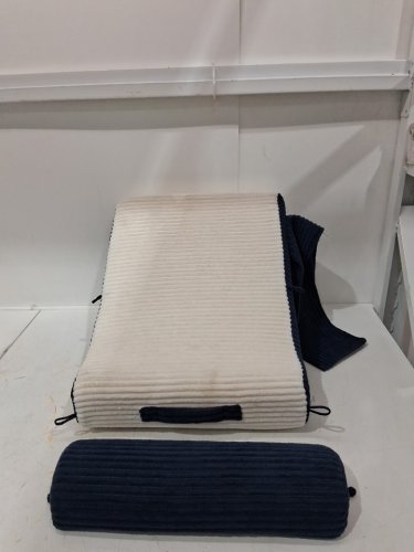 2pc roowana reading pillow with adjustable head rest - blue/off white image 2