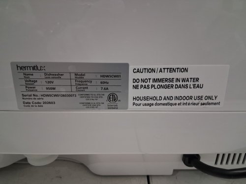 HERMITLUX COUNTERTOP DISHWASHER WITH 7 WASHING PROGRAMS, LED LIGHT, BUILD IN WATER TANK - 5L - WHITE/BLACK (MODEL: HDW5CW01) image 9