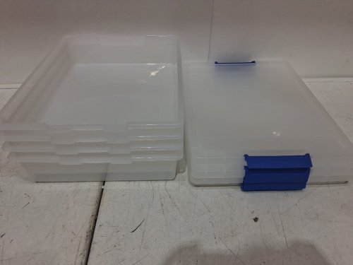 4PK iris latch lid storage box - 14" X 11" X 3" - 5.7L - clear/BLUE (model: cob-6) image 3