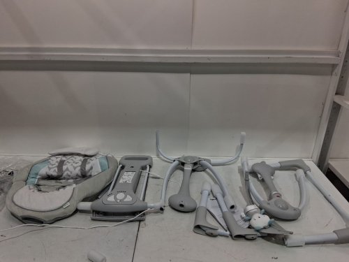 Ingenuity 2-in-1 convertme compact portable baby swing & seat with vibrations & nature sounds - battery powered - 20lbs max - raylan theme/grey (model: ‎12189) image 3