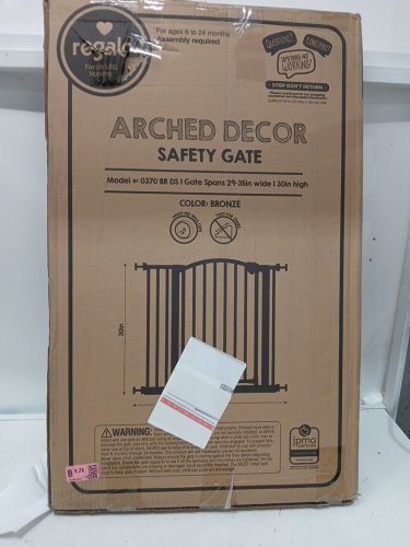 REGALO EASY STEP ARCHED DECOR SAFETY GATE - 30" x 29" - 35" - black (Model: 0370BRDS) image 2