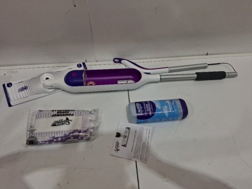 SWIFFER POWERMOP MULTI-SURFACE MOP KIT WITH 2 MOPPING PAD REFILLS, 1 FLOOR CLEANING SOLUTION WITH FRESH SCENT AND 2 BATTERIES - PURPLE AND WHITE image 3