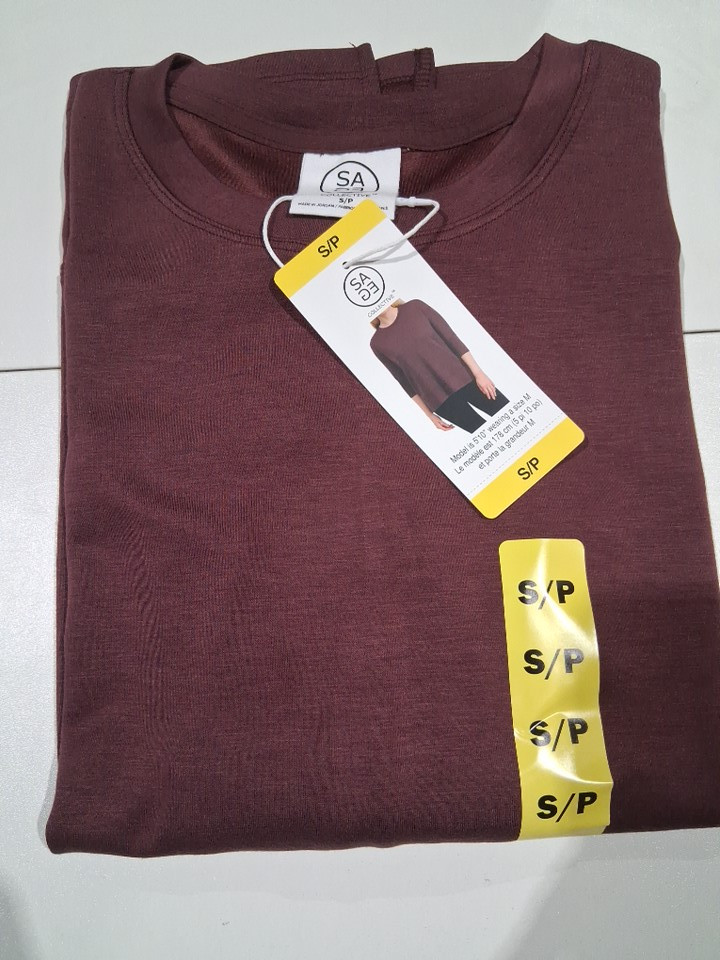 WOMEN'S Sage Collective 3/4 SLEEVES Tunic Top - Small - BURGUNDY - (Style: 1945560) image 2