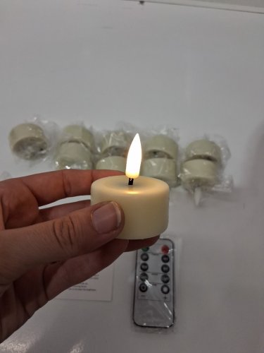 10pk eywamage flameless led tea light candles with remote - 1.5'' each - white image 3