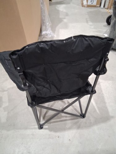 Padded Folding Camping Chair with Cup Holder - BLACK image 4