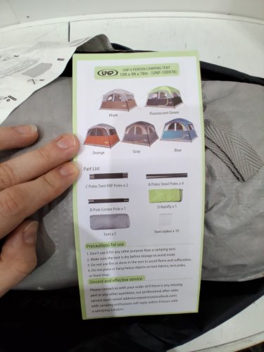 UNP Tents 6 Person Waterproof Windproof Easy Setup, Double Layer Family Camping Tent - 10FT x 9FT x 78" - GREY/ORANGE - (MODEL: ‎UNP-100978-GY) image 5
