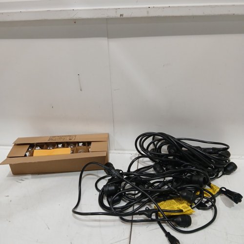feit electric weatherproof led 24-light string lights with 2 spare lightbulbs - 48ft - black (model: 1603293) image 3
