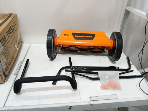 lawnmaster 5-blade push reel law mower - 16" Width - orange/black (model: lmrm1602) image 3
