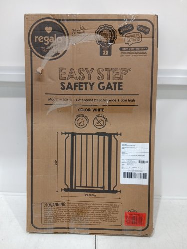 REGALO EASY-STEP METAL WALK-THROUGH SAFETY GATE - 30" x 29"-38.5" - WHITE (MODEL: 1160DS) image 2