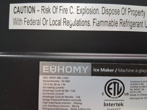 EUHOMY Countertop Ice Maker Machine - MAKES 26LB/Day - BLACK (MODEL: im-06d / IM001-Bbl-CAEH) image 6