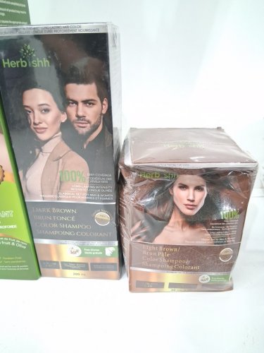 4 assorted herbishh colour shampoos - assorted sizes and colours - dark brown / linen / light brown image 5