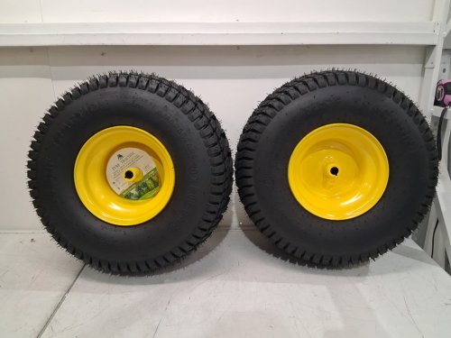 2PK MARASTAR Rear Tire Assembly - 20X8.00-8" - 965LBS CAP - for John Deere Riding Mowers - BLACK/YELLOW image 3