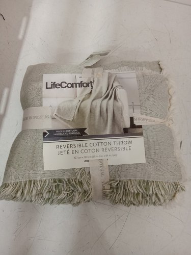 lifecomfort reversible cotton throw blanket - 50'' x 64'' - green (Model : 1726023) image 2