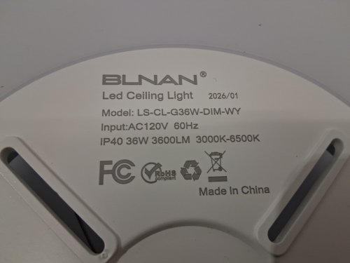 Blnan LED Flush Mount Ceiling Light Fixture - 15.4" - 36W - 3600LM - 3000K/4000K/5000K - black (model: ls-cl-g36w-dim-wy) image 4