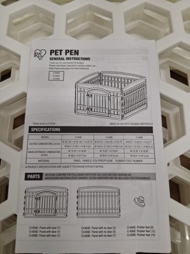 IRIS USA 6-PANEL EXERCISE PET PLAYPEN - 24" x 35" - WHITE - (MODEL: CI-606E) image 4