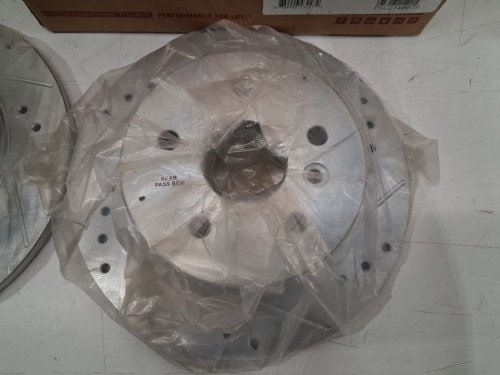 PowerStop Rear Brake Carbon Fiber Ceramic Brake Pads & Drilled/Slotted Rotors For 2000-2004 Toyota Avalon - GREY/BLACK (model: KC2322 / Z23-828 / JBR934XL / JBR934XR) image 5