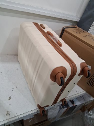 6Pc long vacation hard-side luggage set - white/brown (model: luggage lv402) image 5
