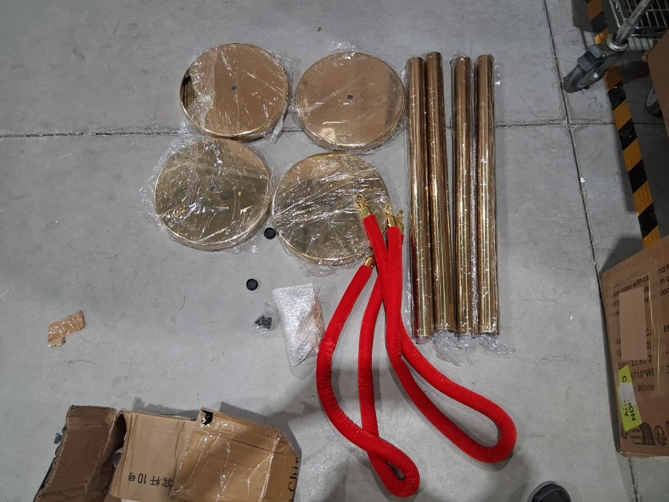 6PC ExploreHorizon Stainless Steel Stanchion Posts with Velvet Ropes - 4 Posts & 2 Ropes - 5FT Ropes - Gold/Red (Model: ‎Tm1dEqVAXr9Yq-ZjALoxGg7pB6a) image 3
