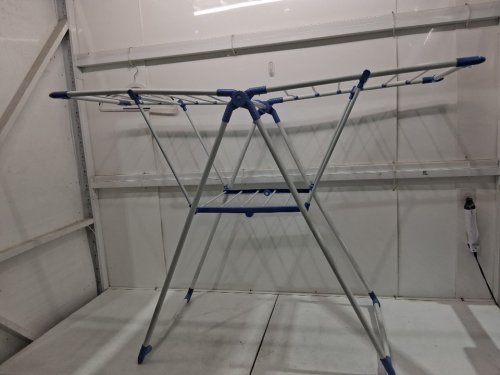 Clothes Drying Rack Laundry Rack Free-Standing - white/blue image 4
