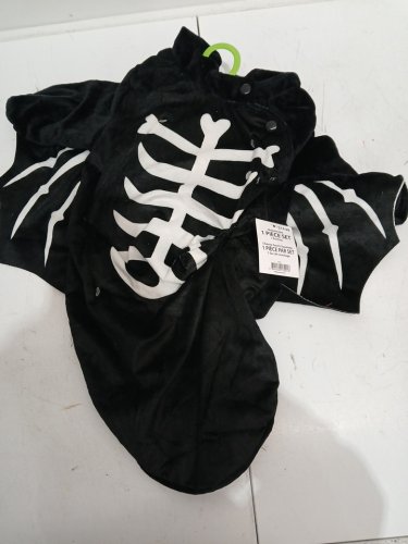 BABY PALAMON SKELETON BAT ONESIE - 0-6 MONTHS - BLACK/WHITE image 2
