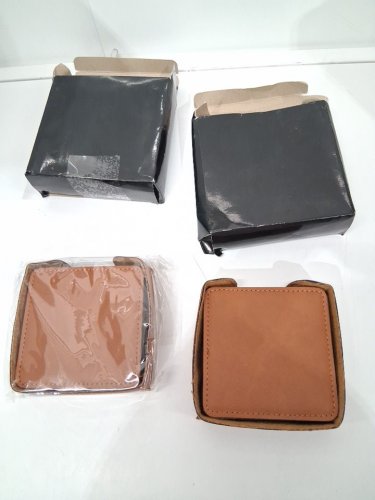 2 (5pk) laser engravable faux leather leatherette coasters - 4" x 4" - rawhide brown (Model: GFT282) - (10 total) image 2