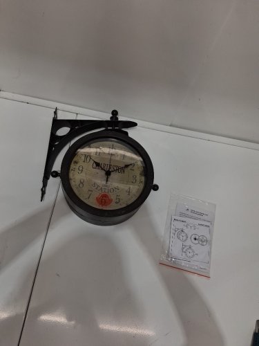 CHARLESTON DOUBLE SIDED OUTDOOR CLOCK THERMOMETER - brown (model: B08CY8JVW5) image 3
