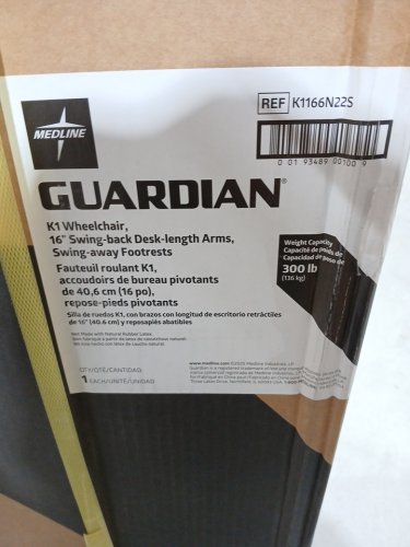 MEDLINE GUARDIAN K1 WHEELCHAIR - 300LB CAP - BLACK (MODEL: K1166N22S) image 9